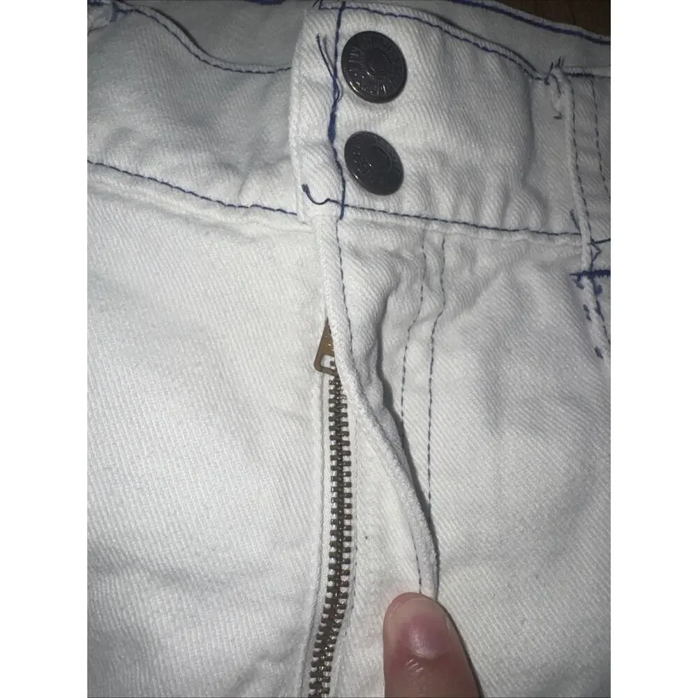 Levi’s Black Gold Tab Big E White Fatigue Cargo Pants With Blue Stitching 30x30